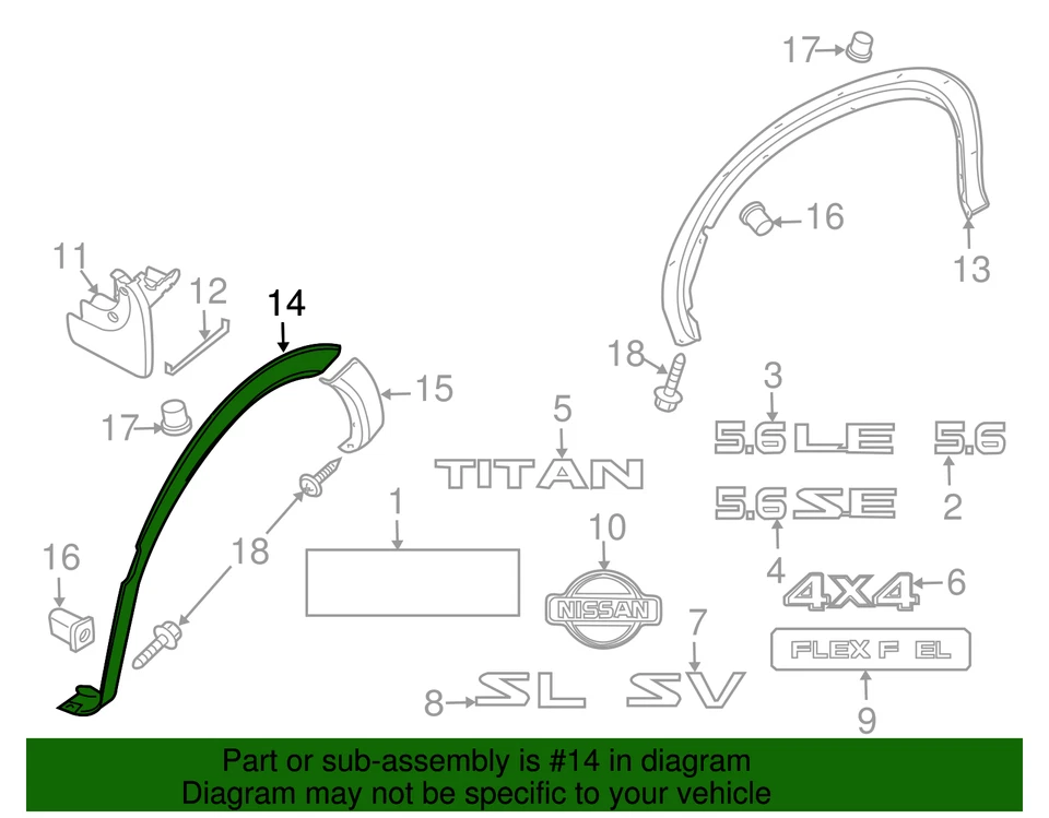 Genuine Nissan 2008-2015 Nissan TITAN - Flare 93829-ZR30B - Imagem 2 de 2