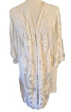 Embroidered Mesh Flare Sleeve Duster Kimono XXL Festival Fairy Whimsical Boho