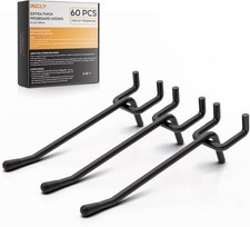 60 Pack 4 Inch Black Pegboard Hooks, 1/4" Heavy Duty Peg Board Shelving Hooks Ac