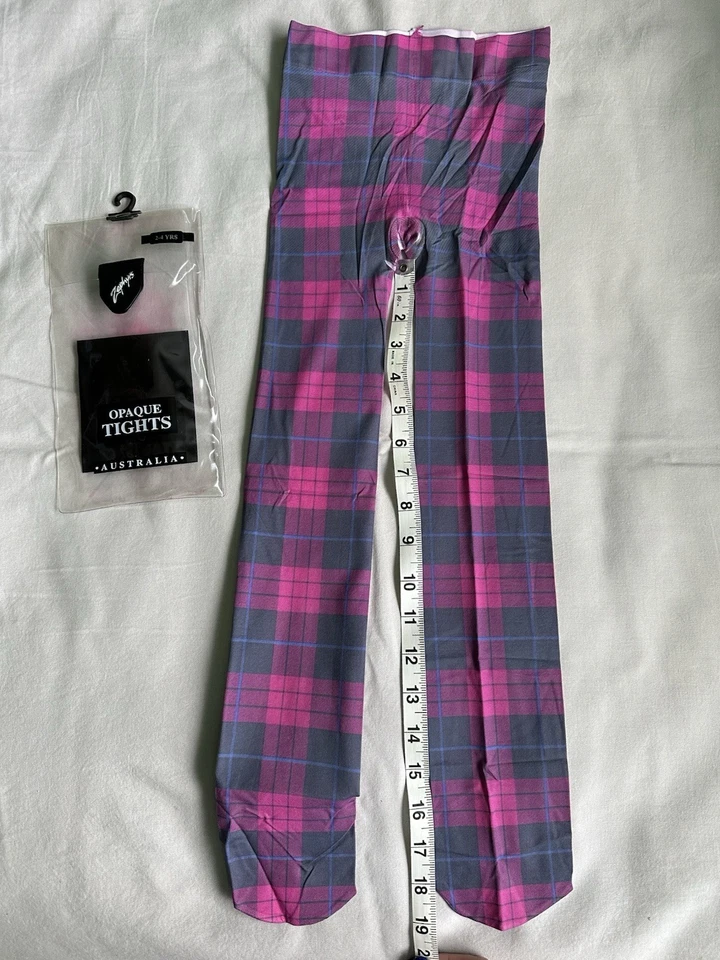Zephyrs Australia Pink & Gray Plaid Opaque Tights (2–4 Years) - Image 2 of 4