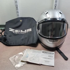 Snowmobile Helmet Zeus  With Face Shield Street Solid Silver XXXL Used