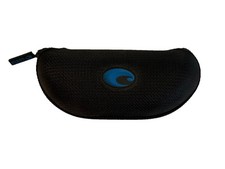 Authentic Costa Del Mar Sunglasses Case Black Hard Zipper Cleaning Cloth