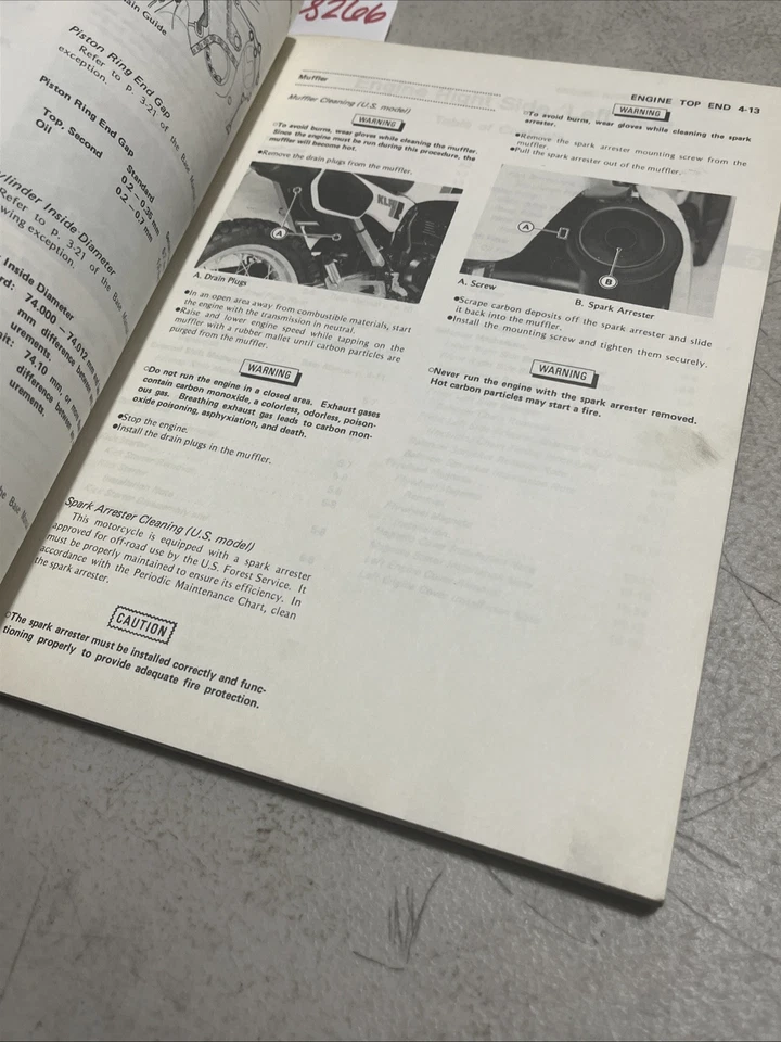 Kawasaki KLR 250 1985 motocicleta manual de servicio suplemento P/N 99924-1051-02 Foto 4 de 4