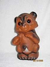 1980's Vintage BEAR BANK - 6"  Thomas Dam Troll from Denmark with glass eyes