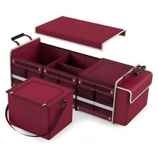 Large Trunk Organizer for SUV with Premium Portable Cooler XX-Large Wine Red