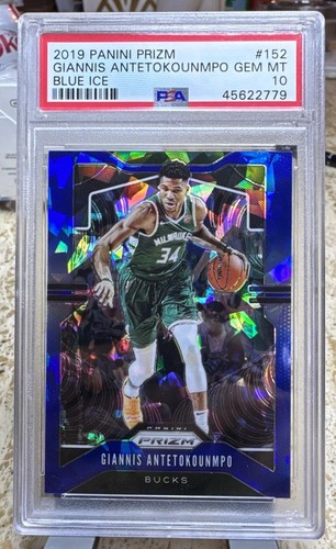 2019-20 Panini Prizm - Giannis Antetokounmpo #152 Blue Ice Prizm 55/99 PSA 10