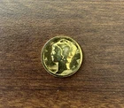 1917 24 kt Gold Plated Mercury Dime, 90% silver, Fine Condition