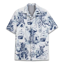 Vintage Pirate Skeleton Hawaiian Shirt For Men Women Youth Pirate Shirt Men Butt