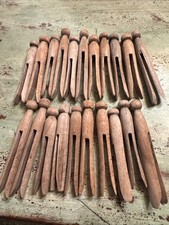 VTG Wood Clothes Pins LOT of 20 Primitive Old Time Pilgrim Decor Household