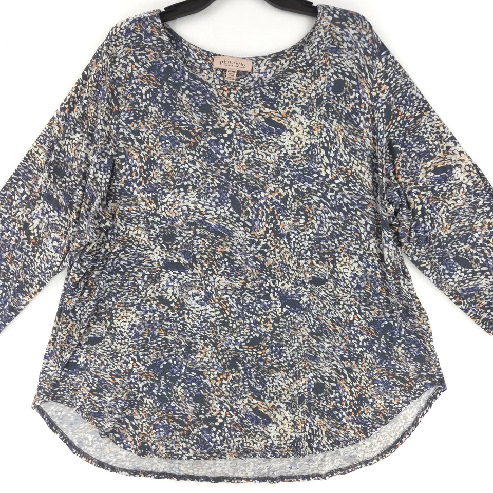Blusa Philosophy Mujer Talla 2X Multicolor Moteado Ditsy Floral Manga 3/4 Foto 4 de 4