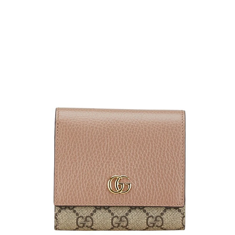 Portefeuille Gucci Gg Supreme Double G Tri Fold 598587 beige pvc cuir occasion