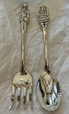 International Silver Company Christmas Serving Santa Spoon + Nutcracker Fork
