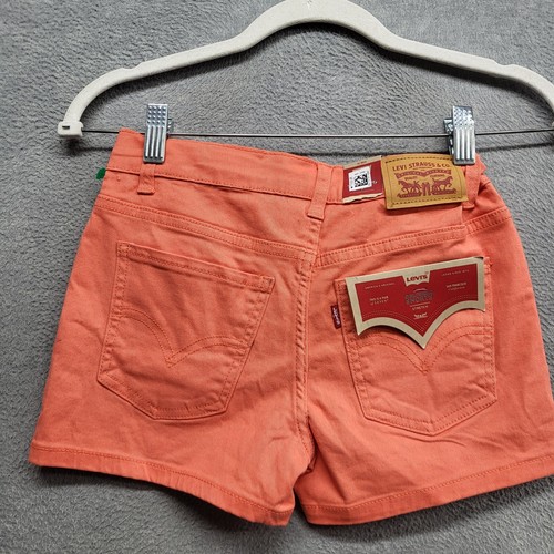 Levi's Girls Shorts 10 Orange Denim Girlfriend Slim Embroidered Inseam 3" NWT - Picture 9 of 14