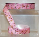 Teddy Bear Baby Satin Ribbon 22mm wide 1m 2m or 5m Lengths Pink