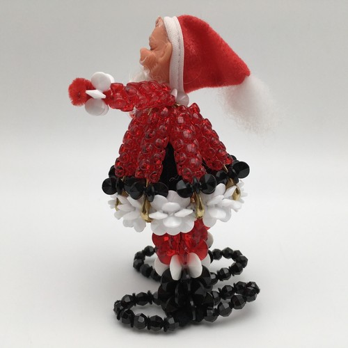 Vtg Safety Pin Santa Christmas Holiday Beads & Baubles Kitschy - Picture 3 of 7