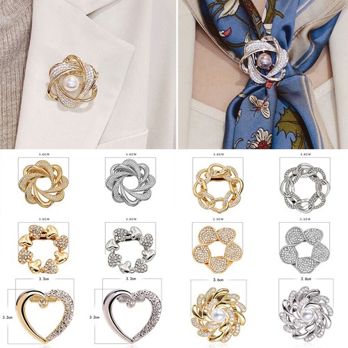 T-Shirt Clip Sciarpa Di Seta Anello Fibbia Donna Strass Gioielli Di Moda.+