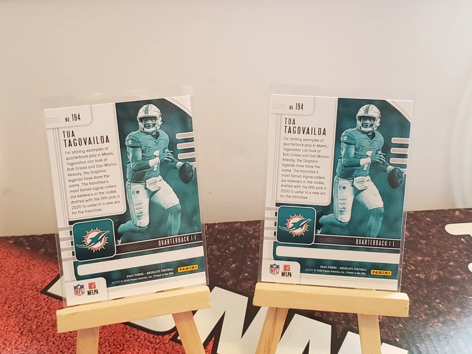 2020 Absolute Football RC Lot Tua Tagovailoa Base 2 Card Lot  - Image 2 of 2