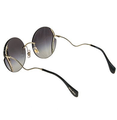 MIU MIU LA MONDAINE MU50XS Gray Crystal Jewel Gold Rimless Round