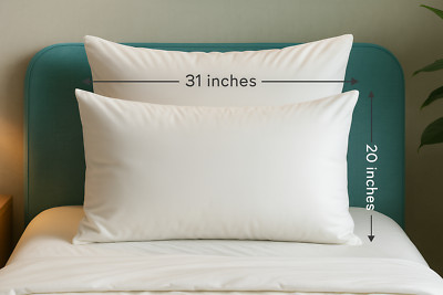 Set of 12 Luxury White Cotton Pillow Cases - Standard 20x31'' with T-200 Thread