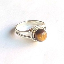 Natural Tiger Eye 925 Sterling Silver Handmade Tiny Ring All Sizes Available