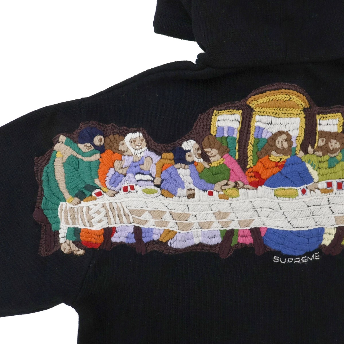 【本物保証 /関税・送料無料】Supreme Last Supper Hooded Supreme Last Supper Embroidered Zip Up Hooded Sweater