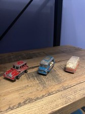 vintage lesney matchbox snow trac. ice cream canteen and mercedes coach 