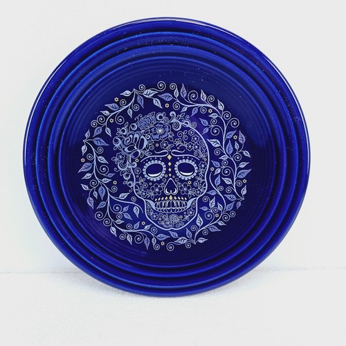 FIESTA SKULL & VINE new 9" LUNCHEON lunch PLATE twilight blue - Picture 1 of 4