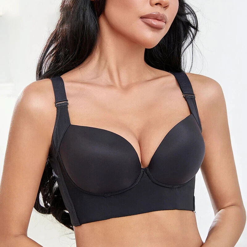 Women Deep Cup Bra Hide Back Fat Bra, Full Back Coverage Push Up