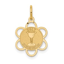 14k Yellow Gold Holy Communion Charm Pendant 0.45gm L-20mm, W-13mm