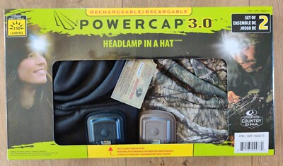  NEW  Mossy Oak Rechargeable Powercap 3.0 Headlamp Hat 150 Lumens, 2 Pack 