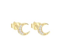 "925 Sterling Silber \"Diana\" Ohrstecker Mond Sichel Halbmond Zirkonia"