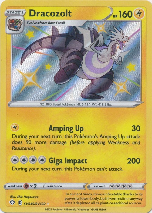 Dracozolt SV045/SV122 Shiny Holo Rare Shining Fates Pokemon TCG