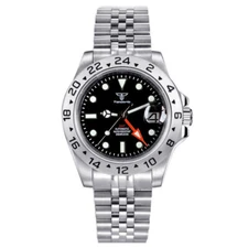 39mm Tandorio  Sapphire Glass NH34A GMT Auto Men Watch 24 Hours Fixed Bezel Date