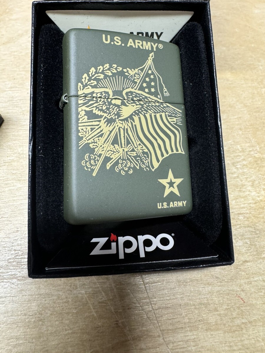 Zippo US Army - Gold Logo on Green Lighter - 221 - New | eBay
