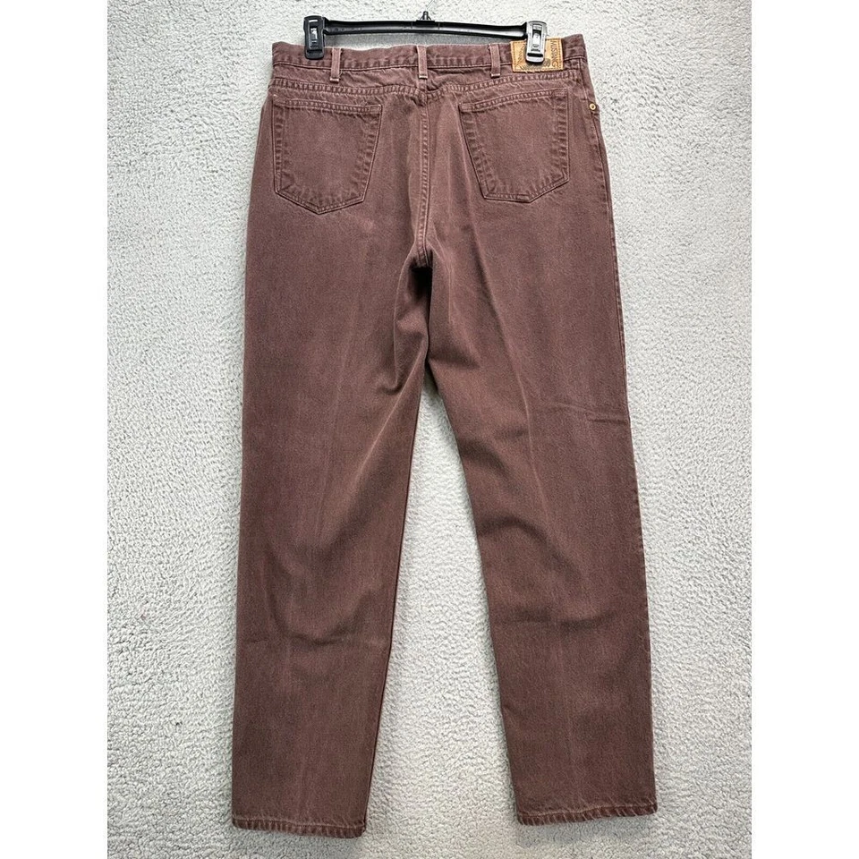 Mustang Jeans Mens 38X34 Burgundy Tapered Leg 100% Cotton Denim Pants 5 Pocket - Image 2 of 4