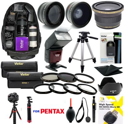 FULL 8K HD BUNDLE KIT LENSES BACKPACK FOR Pentax K-70 DSLR Camera 18-135mm Lens