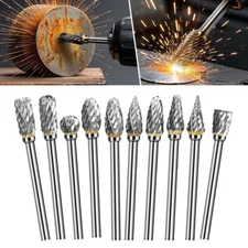 10PCS Rotary Burrs Tungsten Carbide Metal Steel Burr Drill Bits for Dremel Tool