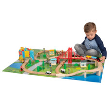 Squirrel Wooden Train set play Kids child car trucks road bridge track toy home