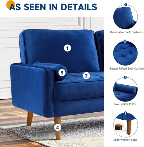 2 Sitzer Sofa Loveseat Kleine Sofa mit 2 Kissen und Armlehnen Sofa Set Loungsofa - Bild 14 von 42