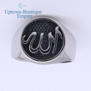 Authentic Muslim Allah Men's Gold Plated Round Band Ring Size:8-13#AJE