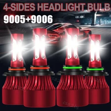 4-Side 9005 9006 Combo LED Headlight Kit High Low Beam Bulb 6000K 4800W 720000LM