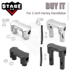 2"/ 4" Risers W/ Top Clamps For Harley Softail Sportster Dyna FXDB Handlebar 1"