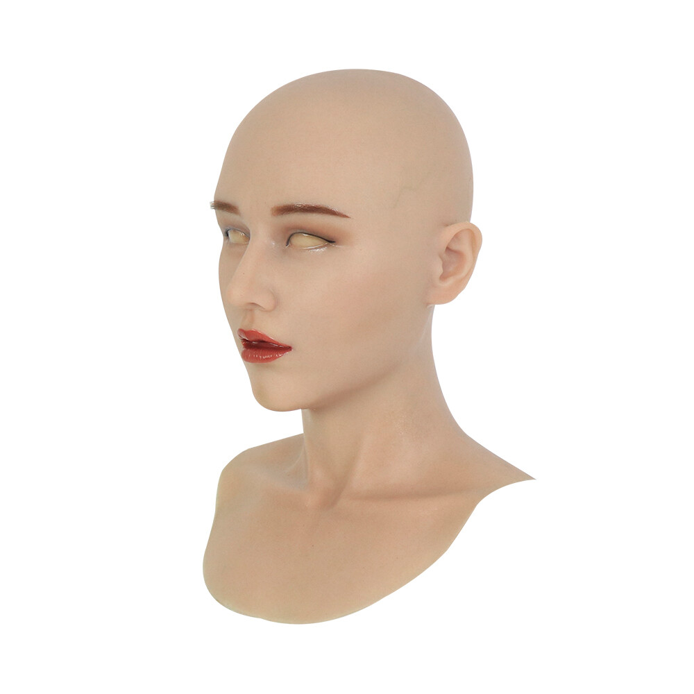 Realistic Silicone Female Mask Headgear With Makeup Crossdresser Transgender image 3