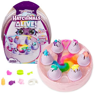 Hatchimals Alive Rainbow Hatchery w/ 6 Mini Figs in Color Reveal Eggs & Accs