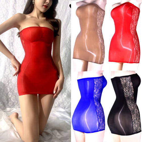 Glänzendes Glänzendes Durchsichtiges Kleid Figurbetontes Kleid Röhrenkleid : - Picture 4 of 23