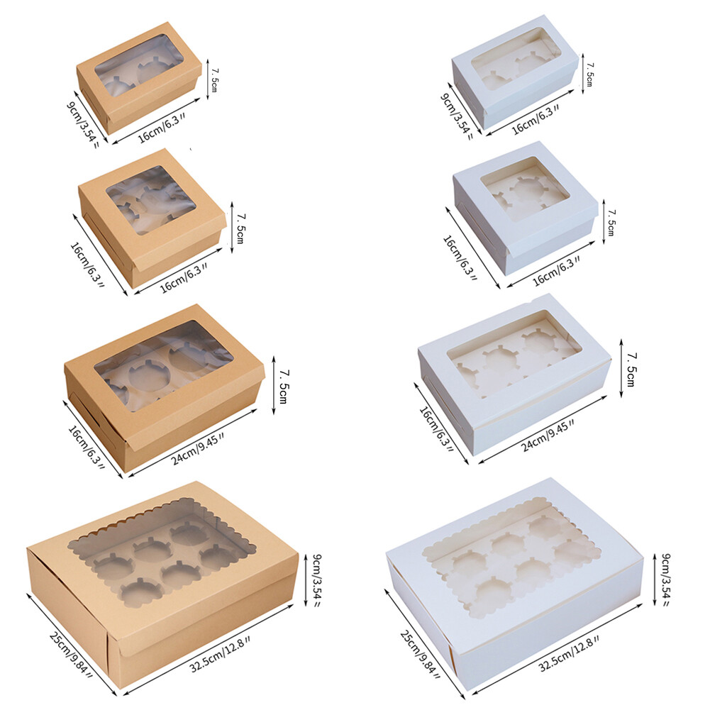 Cupcake Box 2/4/6/12 Holes Window Face Muffin Wedding Party Gift Cup