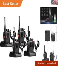 Rechargeable Walkie Talkies with Long Range & Durable Design - 4 Pack Essentials