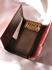 Vintage Bordeaux Handmade Leather Key Wallet Case N.O.S