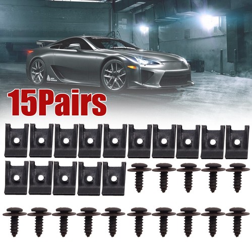 15Set Spring Metal U-type Clip with Screw Car Bumper Fender Trim Panel Fasteners - Picture 7 of 12