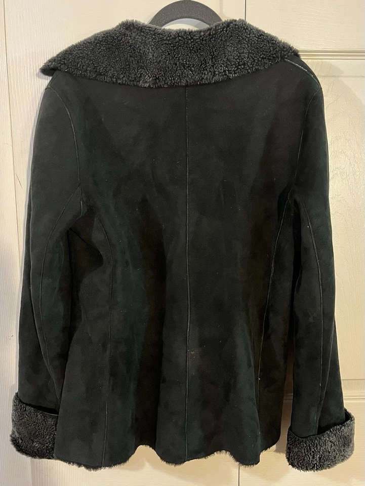 Chaqueta de piel de oveja Barney’s New York de cuero genuino negra vintage talla 38/8 Foto 3 de 4